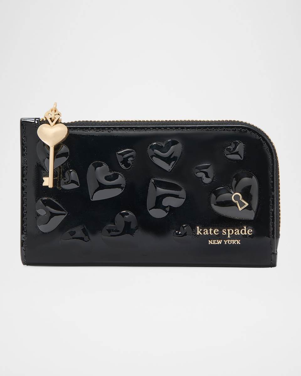 key to my heart small bifold patent embossed wallet
